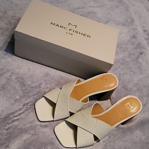 Marc Fisher LTD White Saydi Leather Heels 7